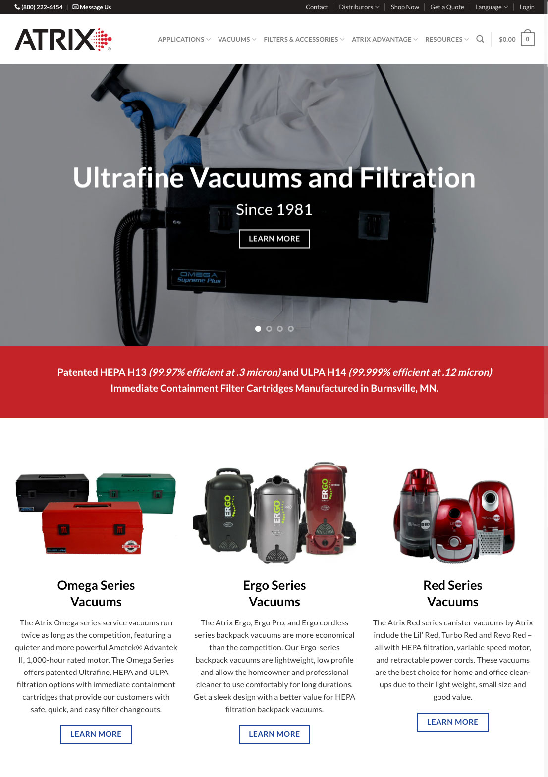 Atrix Vacuum Website
